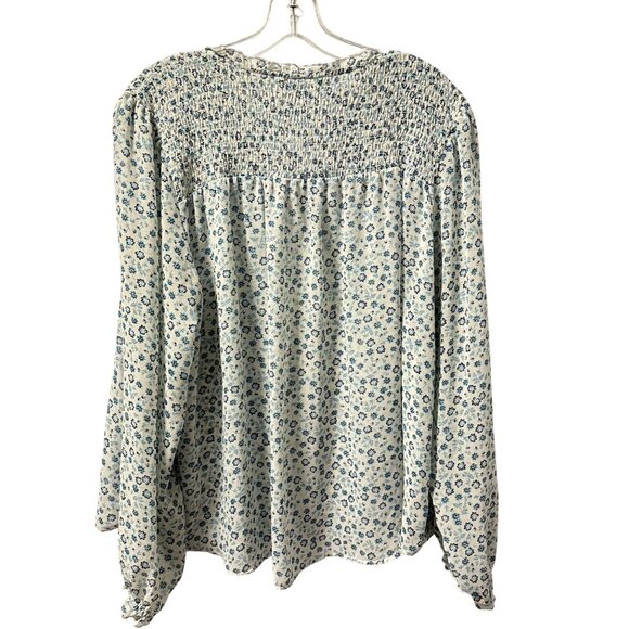 Time And Tru Womens Blue Floral Button-Front Blouse XL women - Picture 9 of 12